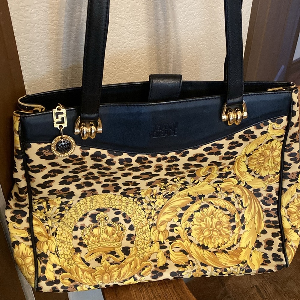 Versace Gianni Versace Leopard/Barocco Gold Crown Bag/Tote Vintage & Rare EUC